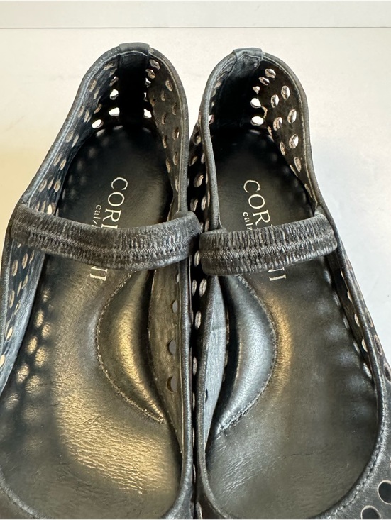 Cordani Clogs Perforated Italian Black Leather Comfort Shoes Womens 38 Lagenlook - Picture 7 of 11
